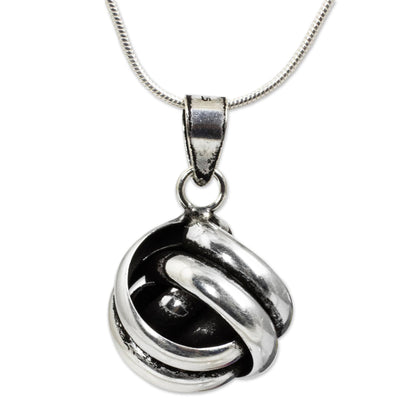 Double Love Knot Artisan Crafted Silver Pendant Necklace