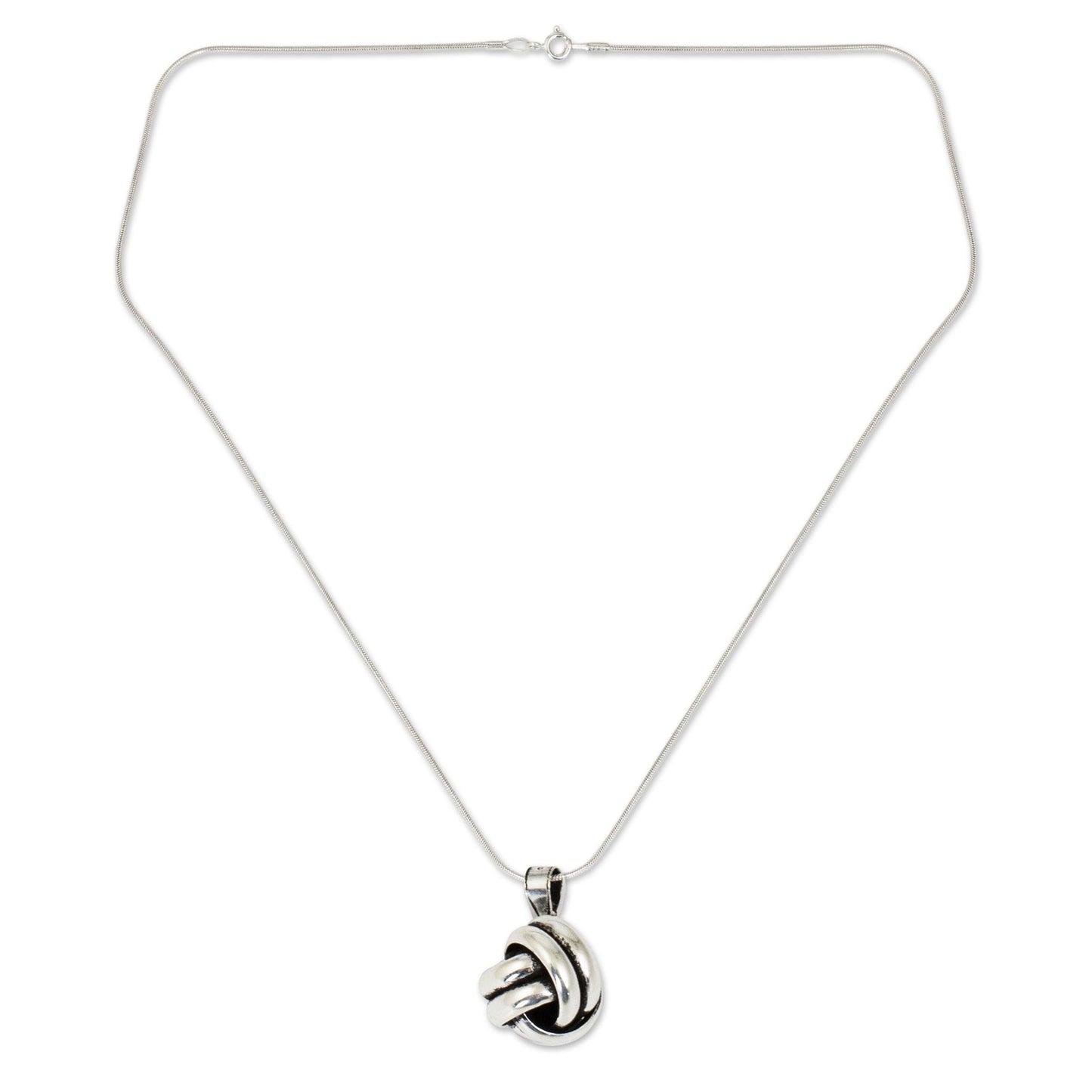 Double Love Knot Artisan Crafted Silver Pendant Necklace