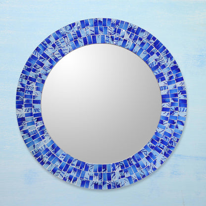 Tropical Fusion Handcrafted Glass Tile Round Wall Mirror