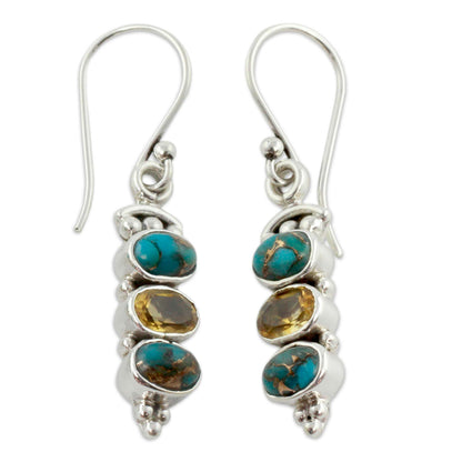 Golden Mystique Stone Earrings