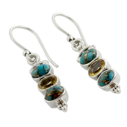 Golden Mystique Stone Earrings