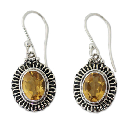 Golden Charm Citrine Dangle Earrings