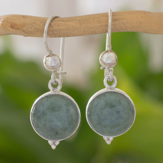 Three Wishes Modern Handmade Guatemalan Green Jade Earrings