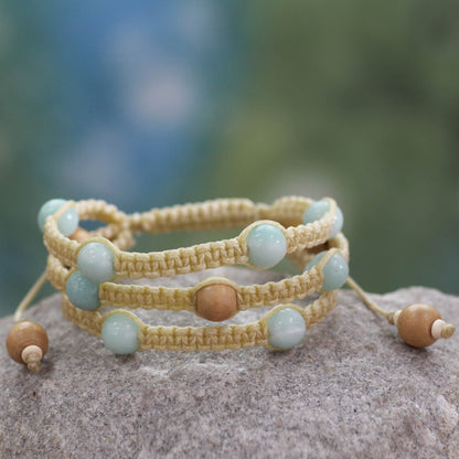 Peaceful Nature Amazonite & Wood Braided Bracelet