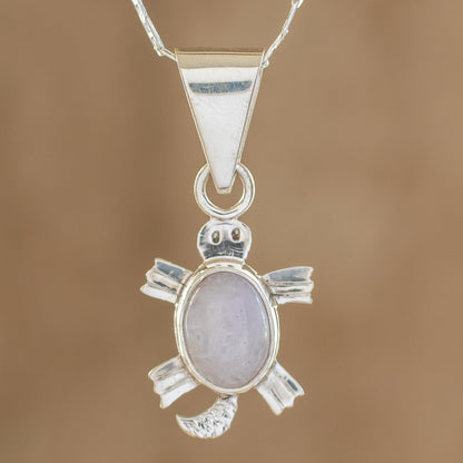 Lilac Marine Turtle Artisan Crafted Lilac Jade Turtle Necklace