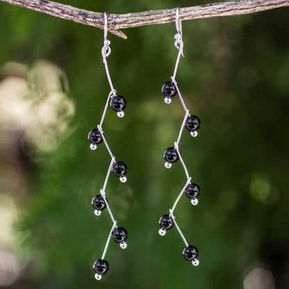 Lightning Modern Handcrafted Onyx Dangle Earrings