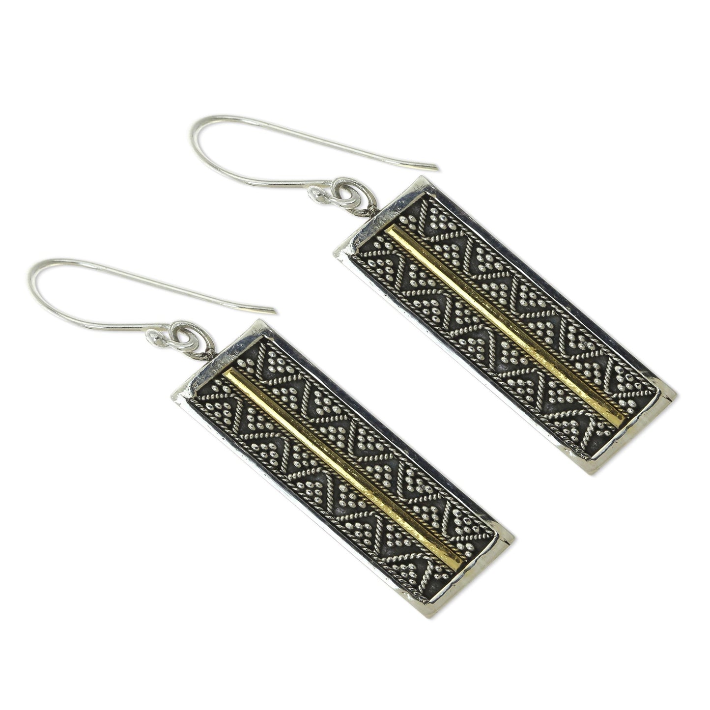 Temple Gate Fair Trade Silver Earrings with 18k Gold Accents