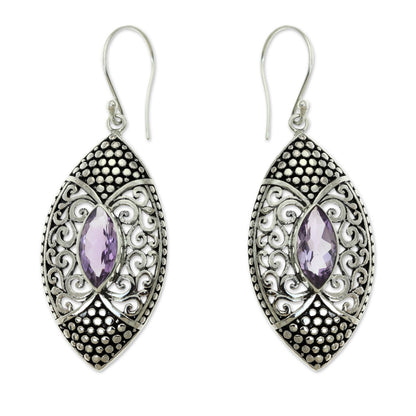 Elegant Origin Amethyst in Handcrafted Sterling Silver Earrings