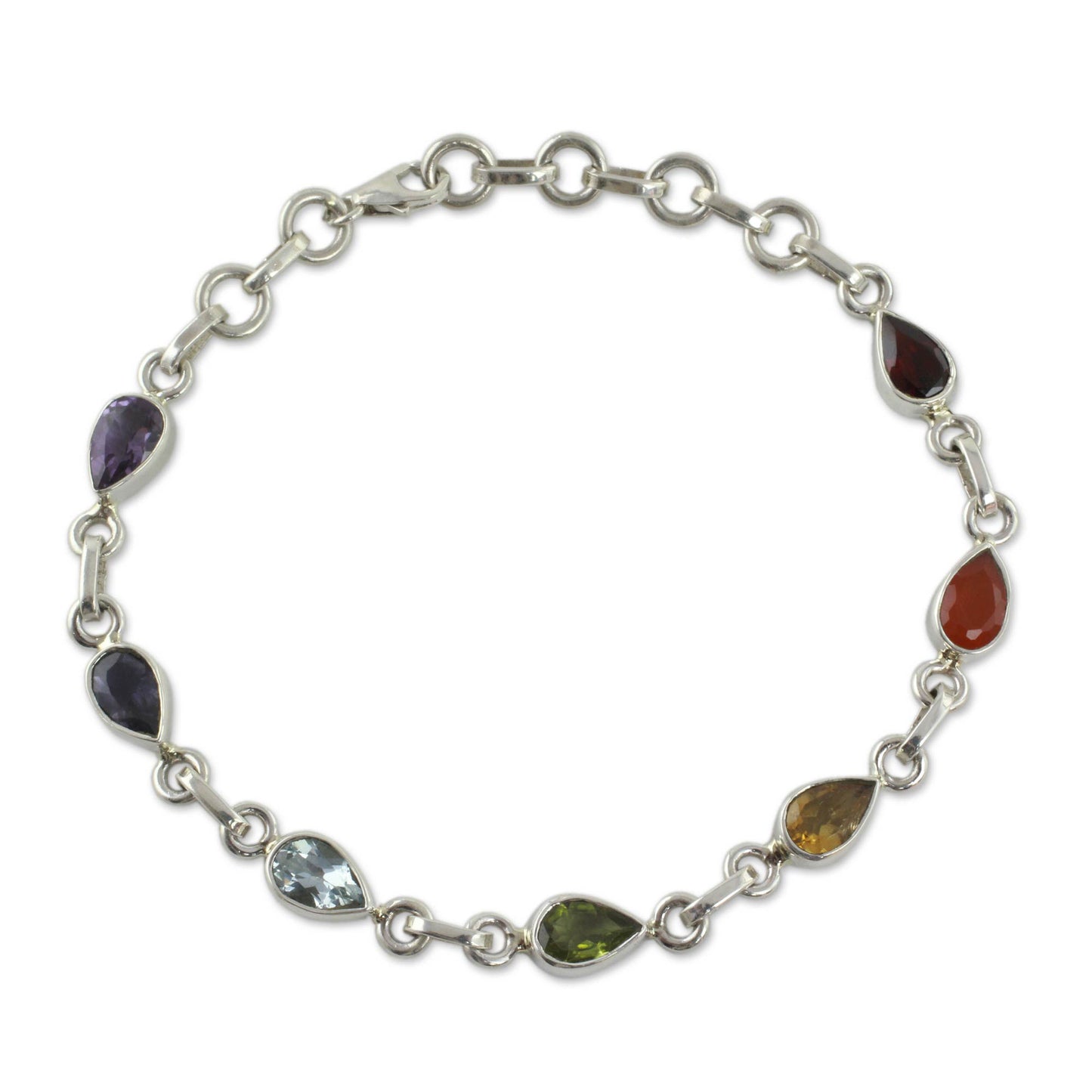 Inner Glow Sterling Silver Bracelet Multi Gemstone Chakra Jewelry