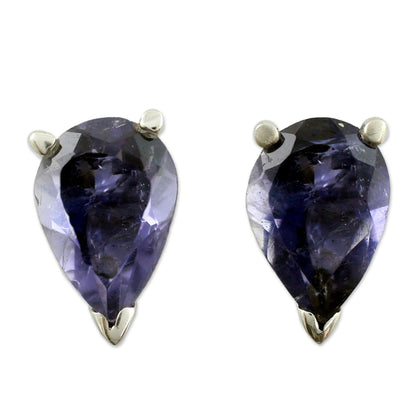 Iolite Silver Stud Post Earrings