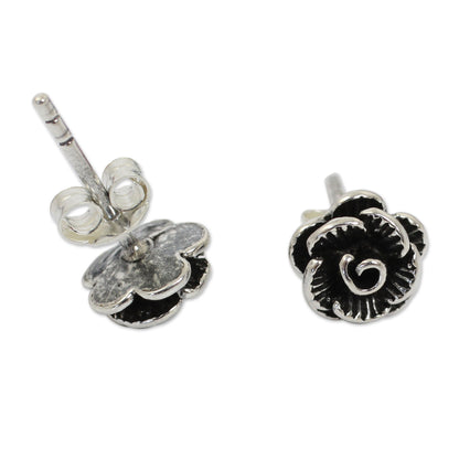 Thai Peony Sterling Flower Earrings