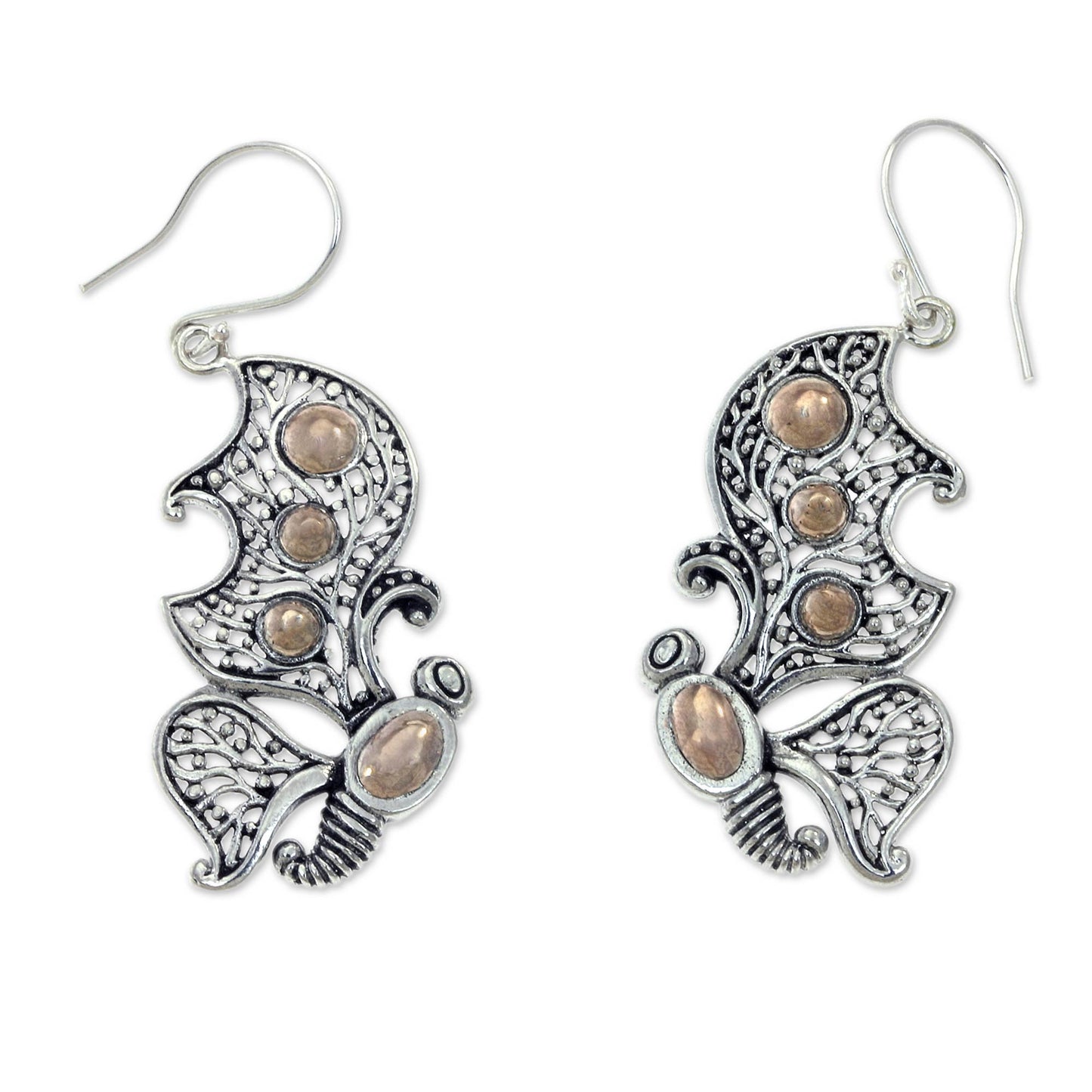 Monarch Splendor Gold Accent Silver Butterfly Earrings