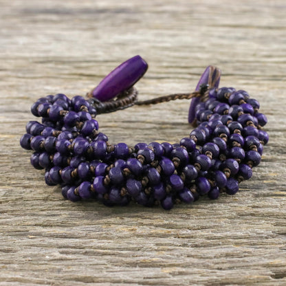 Nan Belle Purple Torsade Bracelet Wood Beaded Jewelry