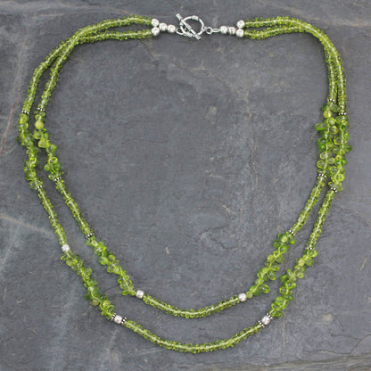 Nature's Charm Handcrafted Natural Peridot Double Strand Necklace