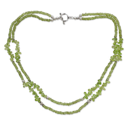 Nature's Charm Handcrafted Natural Peridot Double Strand Necklace