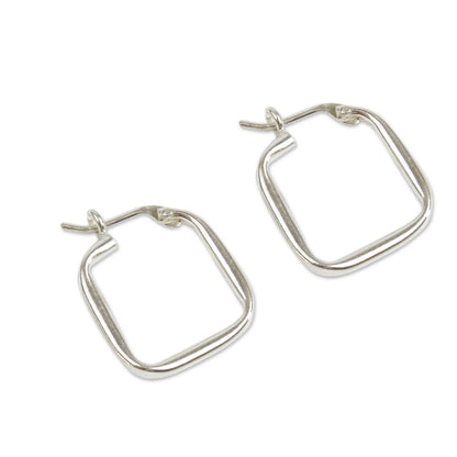 Goddess of the Lakes Sterling Silver Squared Modern Hoop Earrings