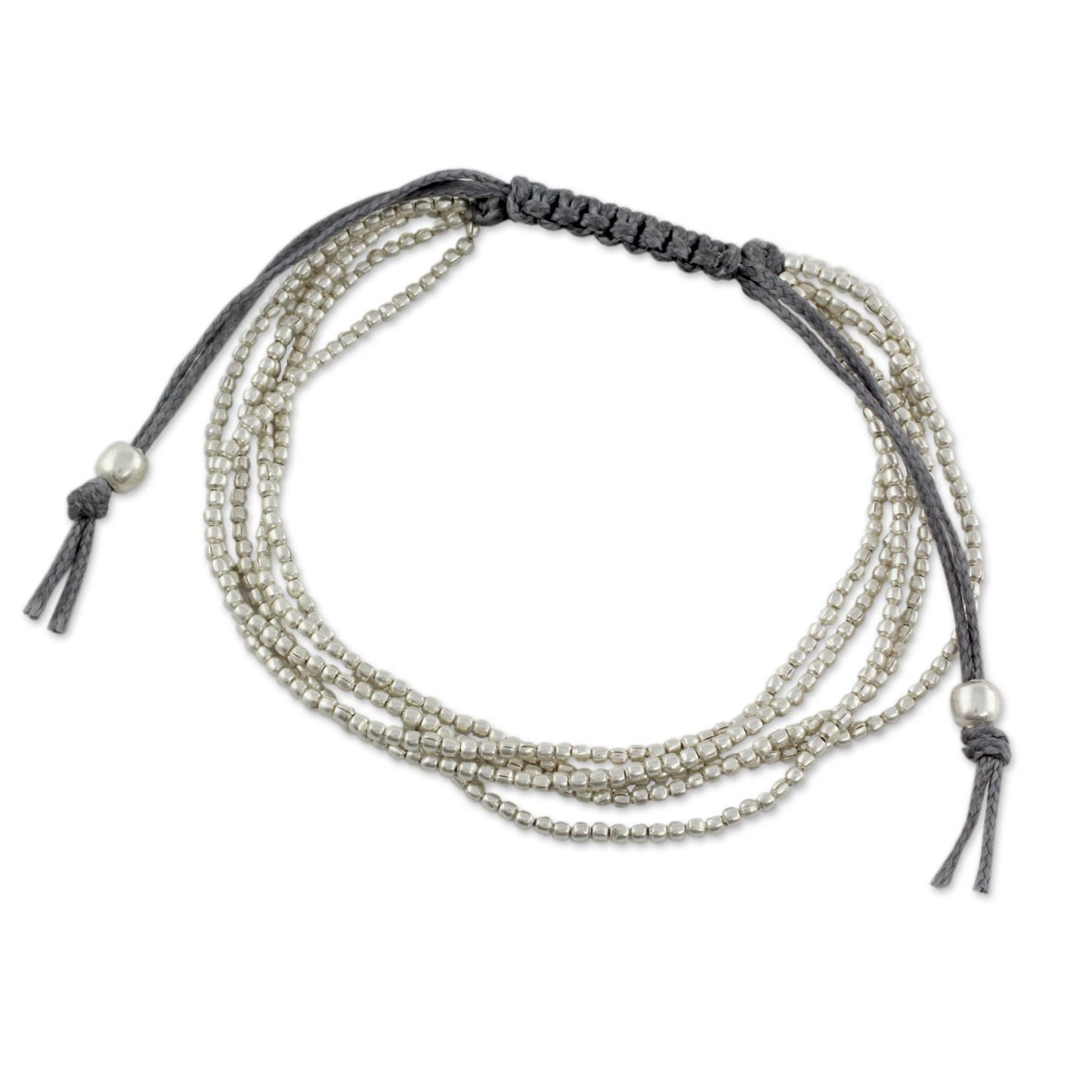 Sheer Beauty Silver Beaded Bracelet from India