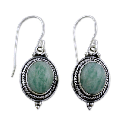 Jungle Charm Handcrafted Indian Earrings with Amazonite