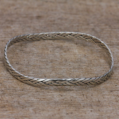 Braided Roundup Braided Round Sterling Silver Bangle Bracelet