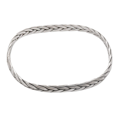 Braided Roundup Braided Round Sterling Silver Bangle Bracelet