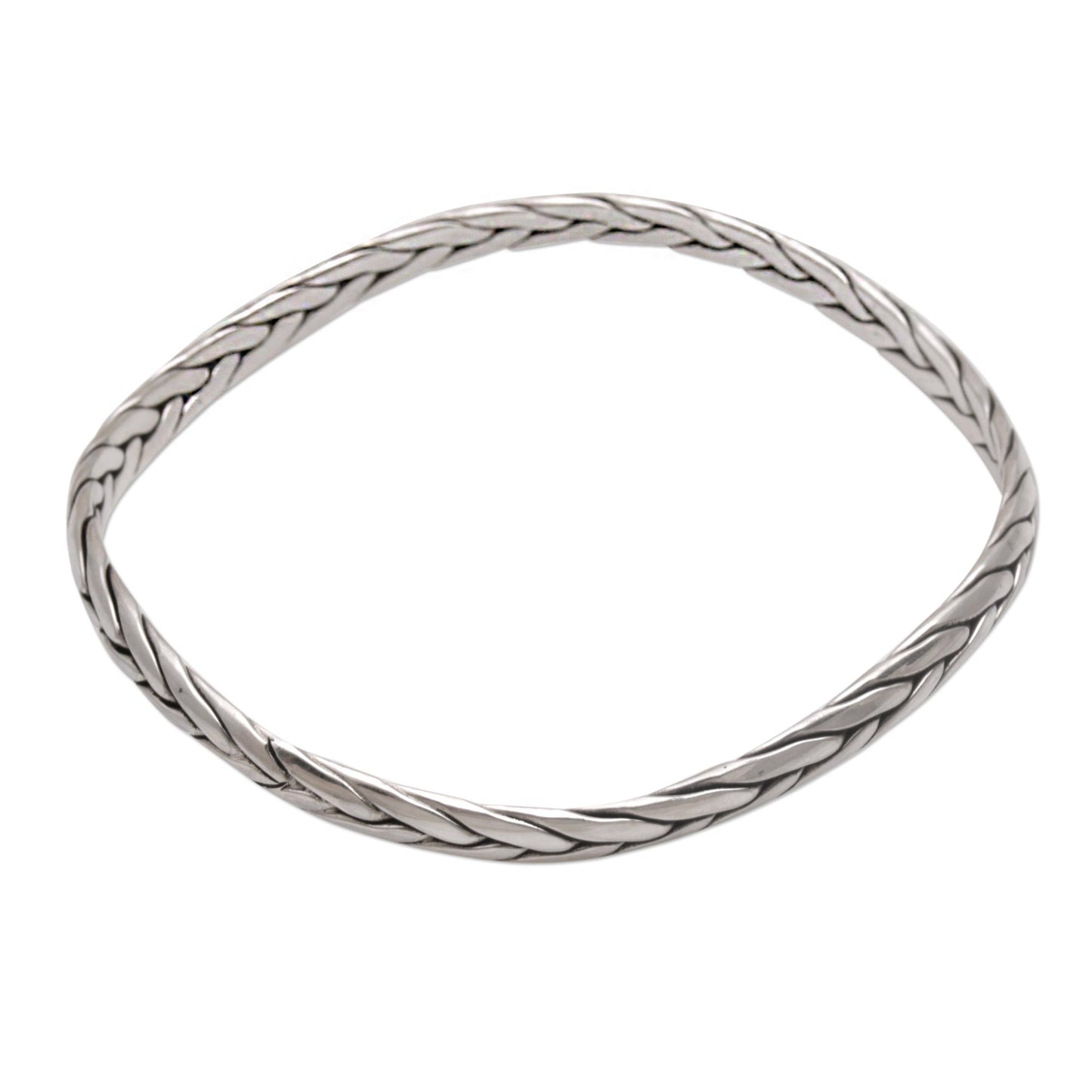 Braided Roundup Braided Round Sterling Silver Bangle Bracelet