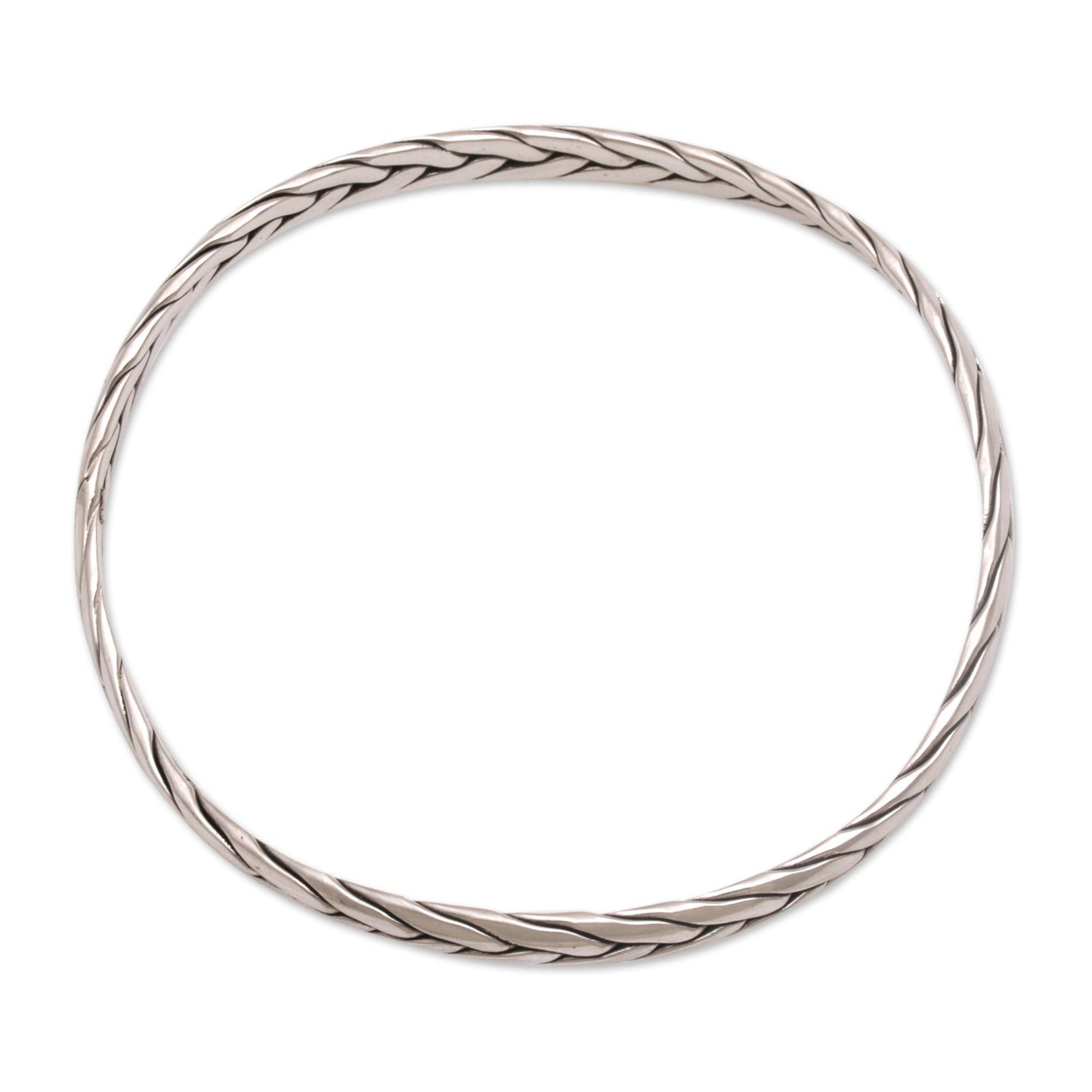 Braided Roundup Braided Round Sterling Silver Bangle Bracelet