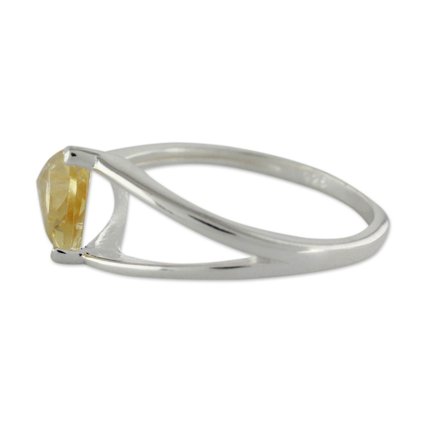 Love Triangle Solitaire Citrine Ring Crafted in Sterling Silver