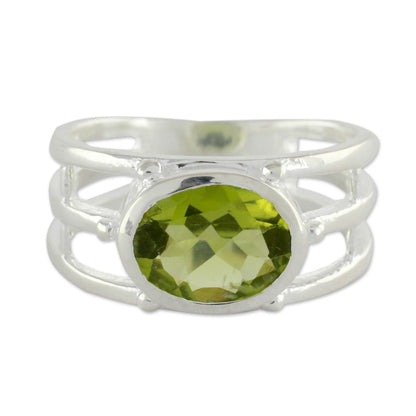 Forest Glow Peridot Ring Crafted of Sterling Silver