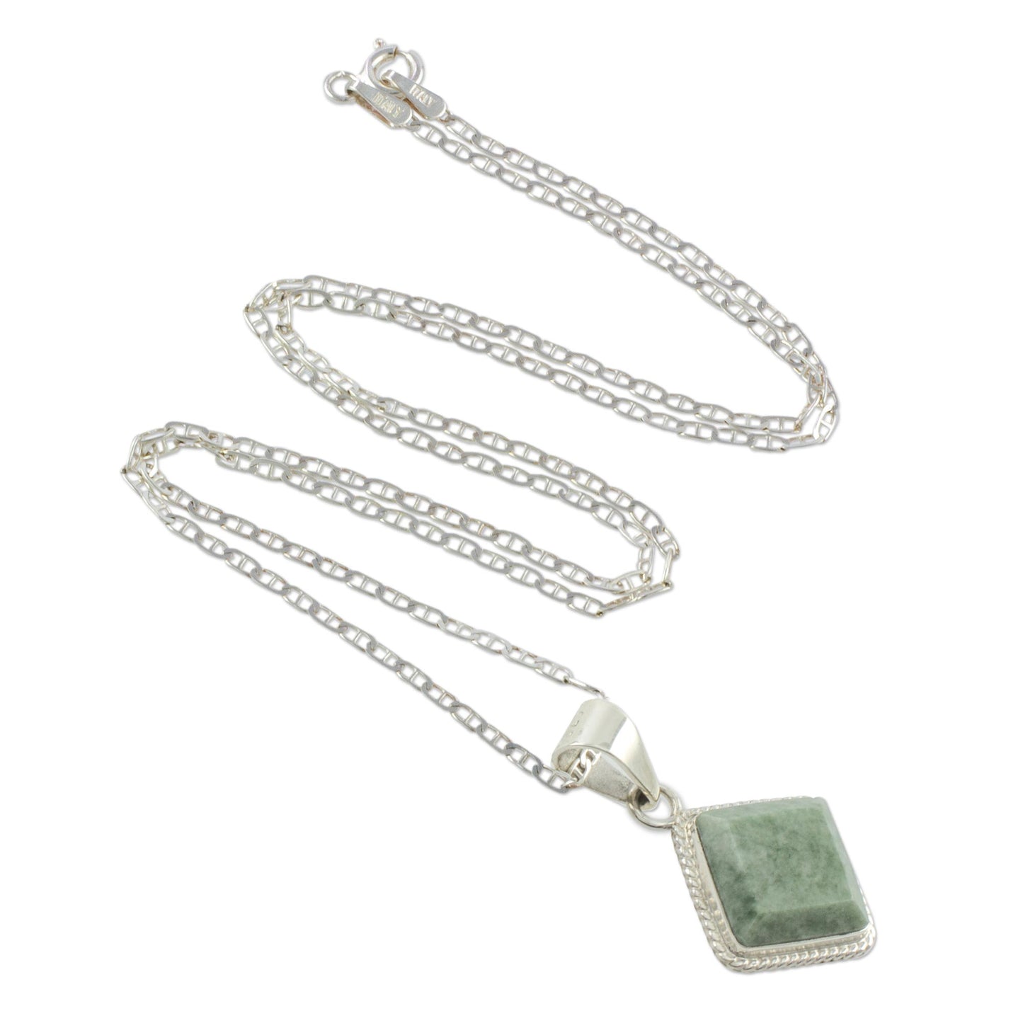 Maya Wisdom Artisan Crafted Jade and Sterling Silver Necklace