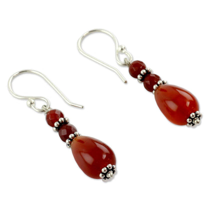 NOVICA - Sterling Silver & Carnelian Beaded Earrings