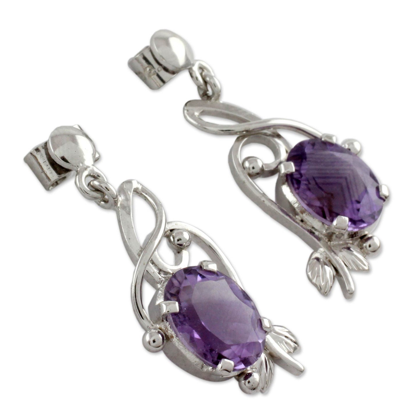 Jungle Orchid Handcrafted 8 Carat Amethyst Earrings