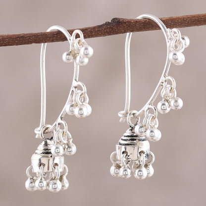 Music Silver Jhumki Style Jingle Bell Earrings