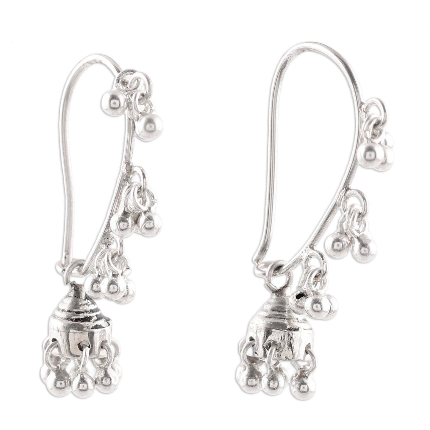 Music Silver Jhumki Style Jingle Bell Earrings