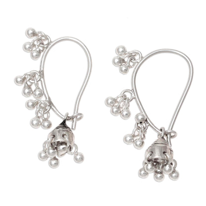 Music Silver Jhumki Style Jingle Bell Earrings