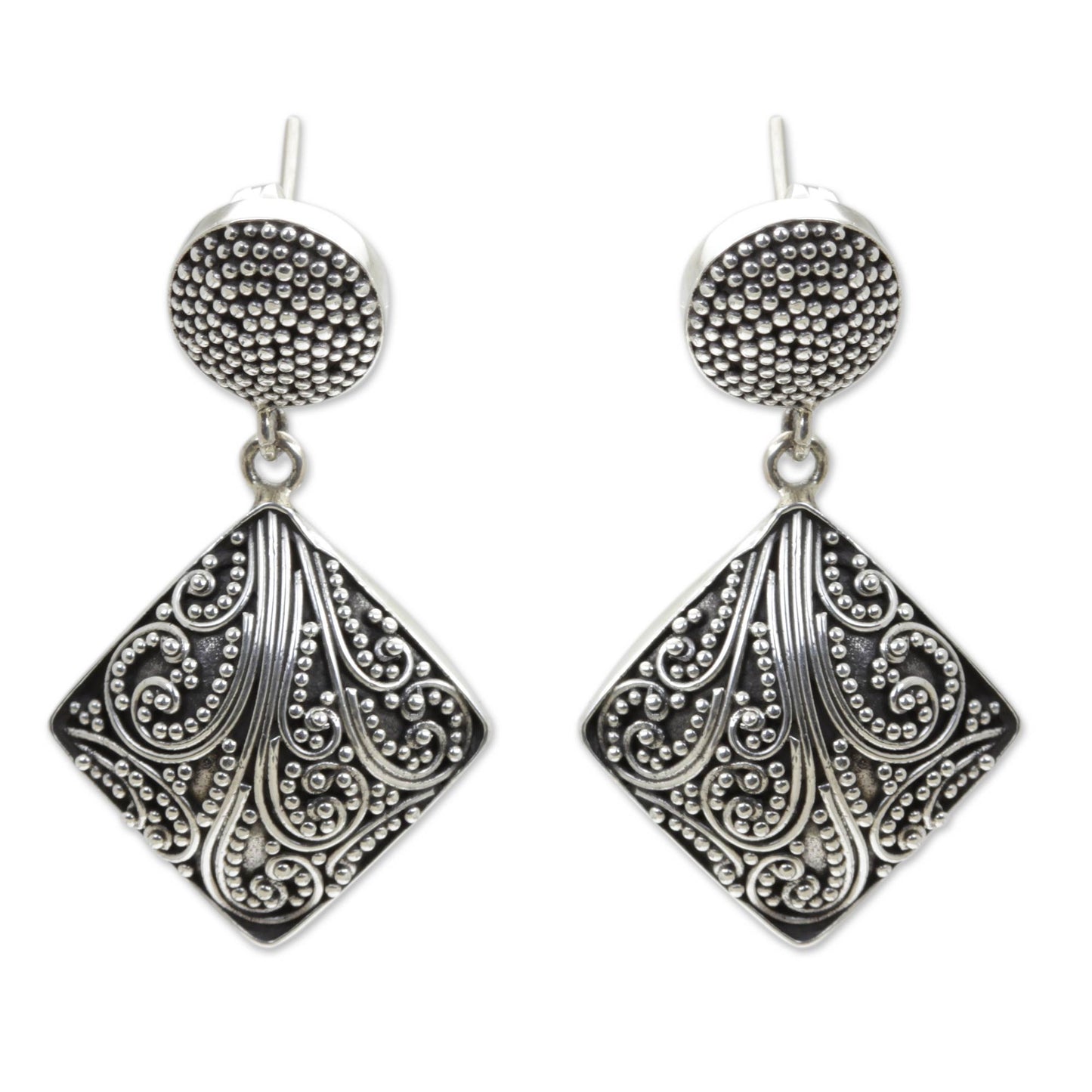 Island Rain Silver Granule Earrings