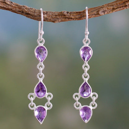 Mystic Wonder Amethyst and Sterling Silver Indian Earrings