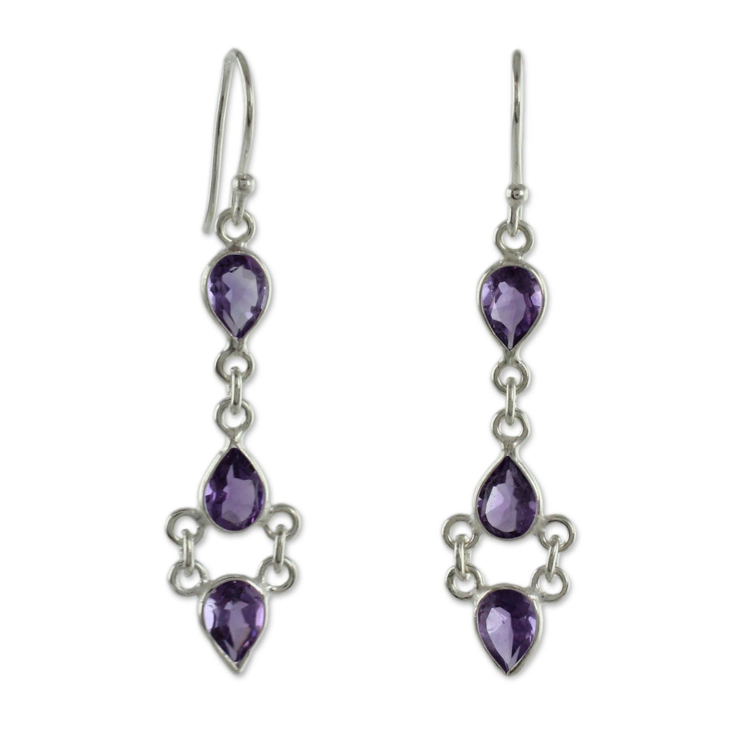 Mystic Wonder Amethyst and Sterling Silver Indian Earrings