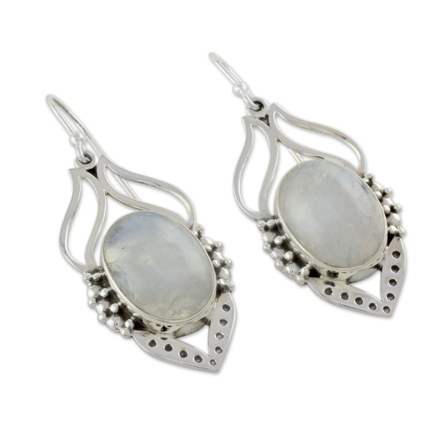 Passion Leaf Moonstone Dangle Earrings