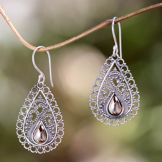 Silver Lace Silver Lace Earrings with 18k Gold