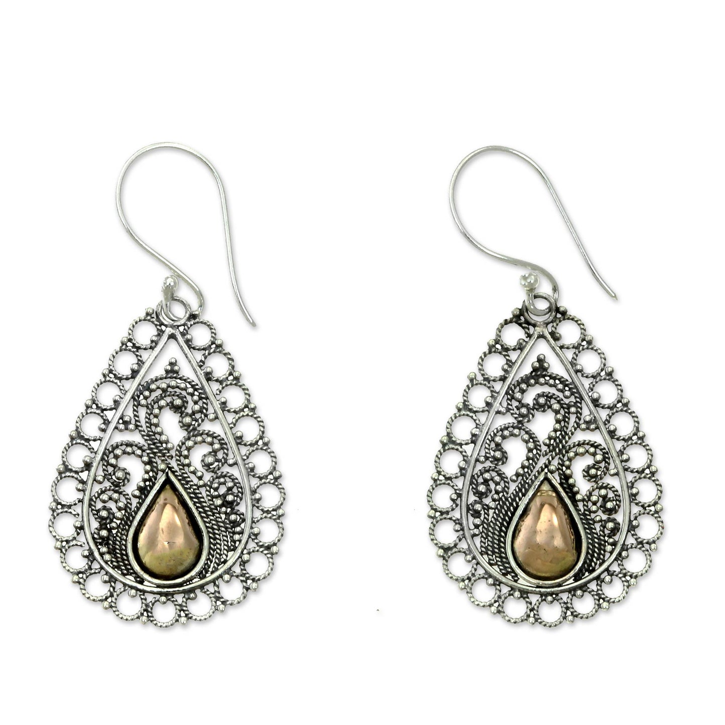 Silver Lace Silver Lace Earrings with 18k Gold