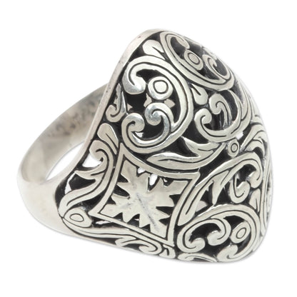 Kedaton Forest Sterling Silver Domed Ring from Bali