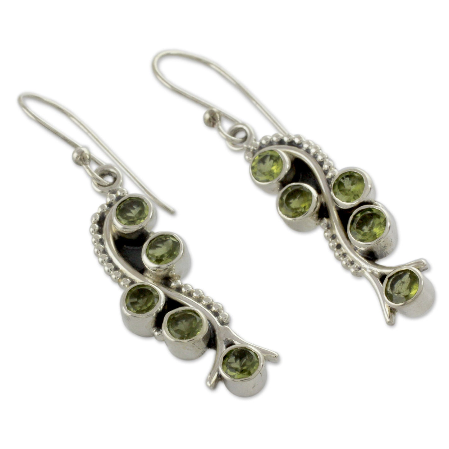 Natural Glow Sterling Silver Earrings with Peridot 2.5 Carats