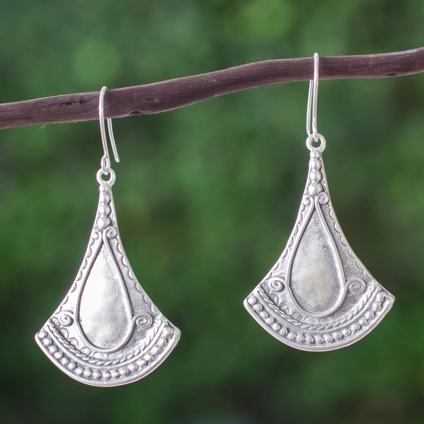 Mexican Fantasy Taxco Silver Dangle Earrings