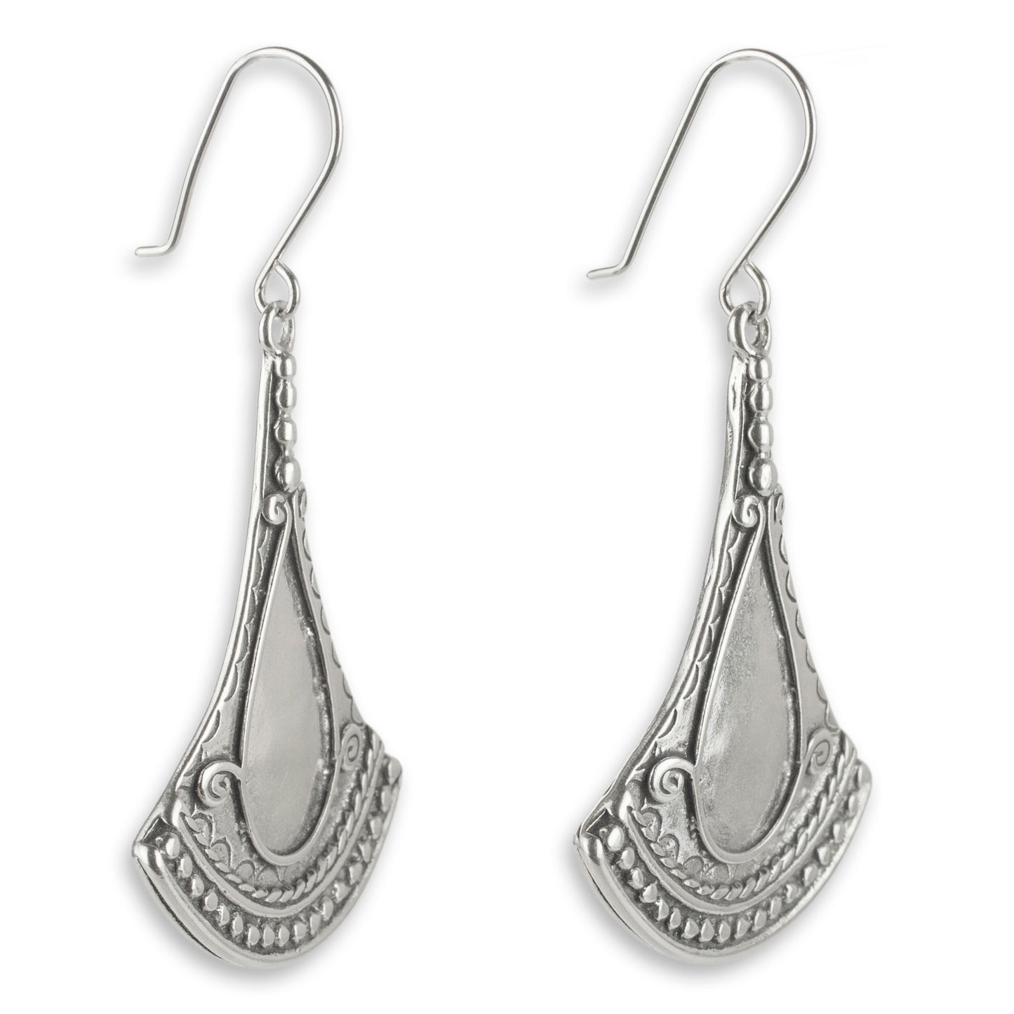 Mexican Fantasy Taxco Silver Dangle Earrings