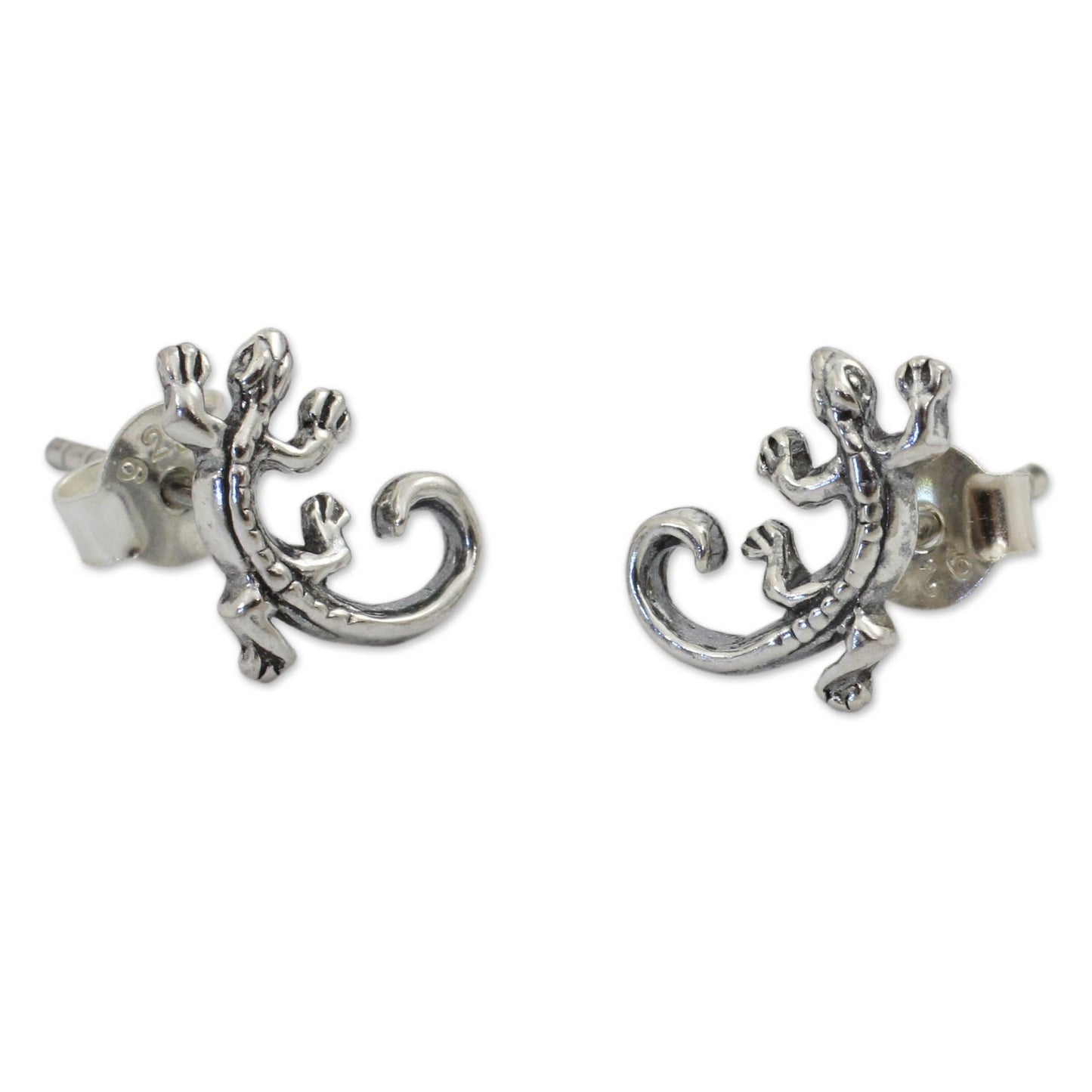 Chameleon Sterling Silver Button Earrings