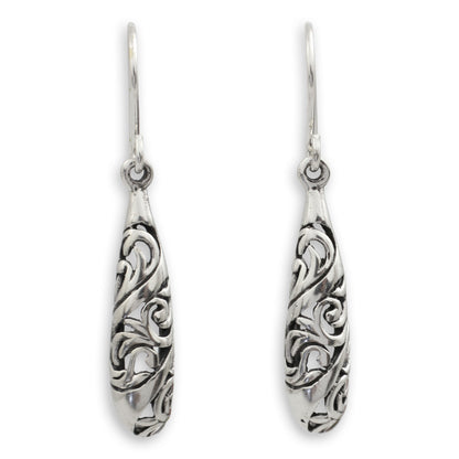 Filigree Dew Thai Filigree Dangle Earrings in Polished Sterling Silver