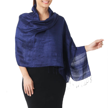 Indigo Silk Shawl