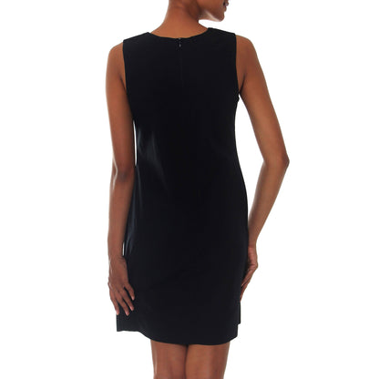 Lily in Black Cotton Shift Dress