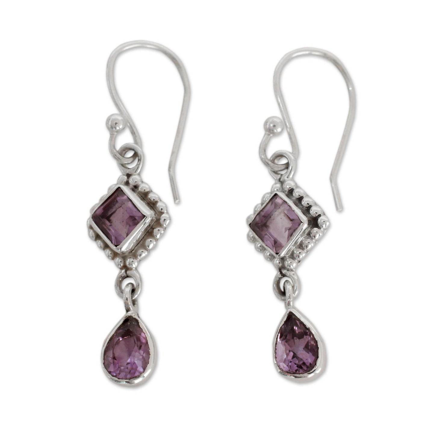 Purple Spark Artisan Crafted Sterling Silver and Amethyst Earrings