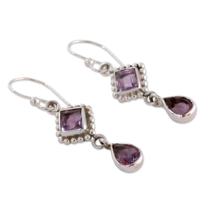 Purple Spark Artisan Crafted Sterling Silver and Amethyst Earrings